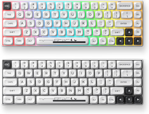 White PBT Dye Sublimation Keycaps MOA Keycaps, 145 Keys Custom Keycaps, Minimalist Keycaps Set for US Layout Cherry MX Swithes Mechanical Keyboard...