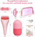 Ice Roller and Ice Mold for Face Massager Tools - 5-Piece Face Roller Skin Care Kit with Ice Face Roller, Face Ice Mold, SPA Headband, Gua Sha Too...