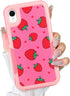 Designed for iPhone XR Pink Strawberry Phone Case Heavy Duty Protective Shockproof and Anti Drop Cute Pink Strawberry Suitable Phone Case...