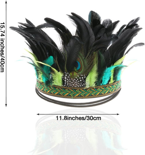 Aukmla Peacock Feather Fascinator Decorative Feather Headpiece Crown Headdress Costume Halloween Headband for Party...