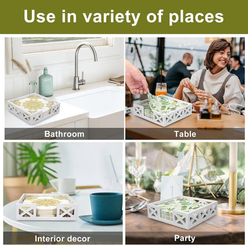 Wooden Napkin Holder for Table Kitchen Decor Countertop Paper Bathroom Towel Holder Farmhouse Cocktail Napkins Tray Wood Napkins Dispenser Basket ...