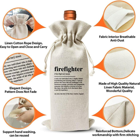 Firefighter Wine Bag, Graduation Gift For Firefighters Friends Classmates Siblings Neighbors Firefighter Graduation Party Decorations, Drawstring ...