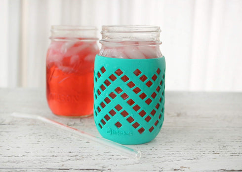 Silicone Mason Jar Sleeve - Fits 16oz (1 pint) REGULAR-Mouth Jars | Package of 4 (Multicolor)...
