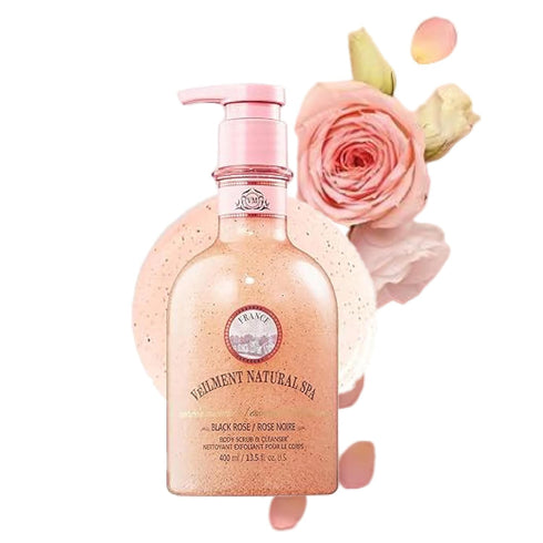 NATURAL SPA 2-in-1 BODY WASH & BODY SCRUB BLACK ROSE(13.53fl.oz) - Natural Exfoliating Salt Scrub for Deep Cleansing - Effective on Scars & Wrinkl...