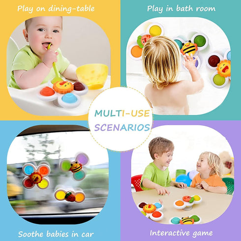 Outgeek Suction Cup Spinner Toys: 3PCS Kids Spinning Top Toys Baby Dimple Toy Sensory Toys Fidget Spinners Suction Cup Babies Bath Toys Gift Toys ...