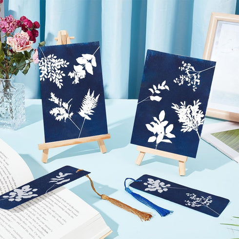 WEBEEDY 30 Sheets Cyanotype Paper Leaves Sun Print Paper Kit,A4 High Sensitive Sun Paper Nature Sun Printing Kit,Sun Art Paper Sun Print Paper for...