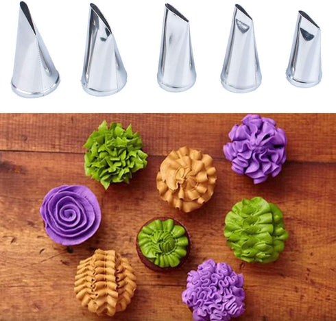5 Pieces Large Piping Tips Set and 3Pcs Russian Grass Cream Tips DIY Decor Baking Tool, Stainless Steel Piping Nozzles Kit for Pastry Cupcakes Cak...