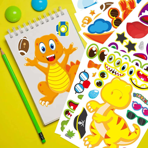 27 Pieces Make Your Own Dinosaur Stickers Make A Face Stickers for Kids Toddlers with Dinosaur System DIY Craft Stickers Kids Party Favor Supplies...