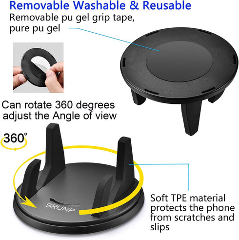 Dashboard Phone Holder for Car, Car Phone Mount,Vertical Horizontal 360°Rotate Cell Phone Holder,Compatible with iPhone12/11Pro Max/Xs/X/Xr/8/7,Sa...