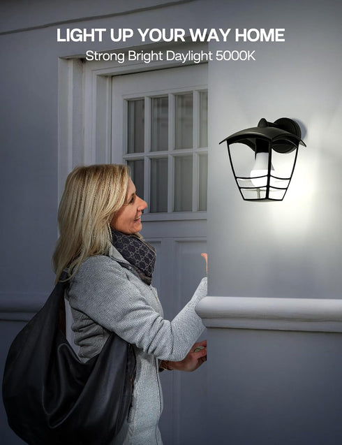 Dusk to Dawn Sensor LED Outdoor Light Bulb, Daylight White 5000K, A19 13W(100 Watt Equivalent) Bright Porch Lighting, 1200LM, Auto-On/Off Photocel...