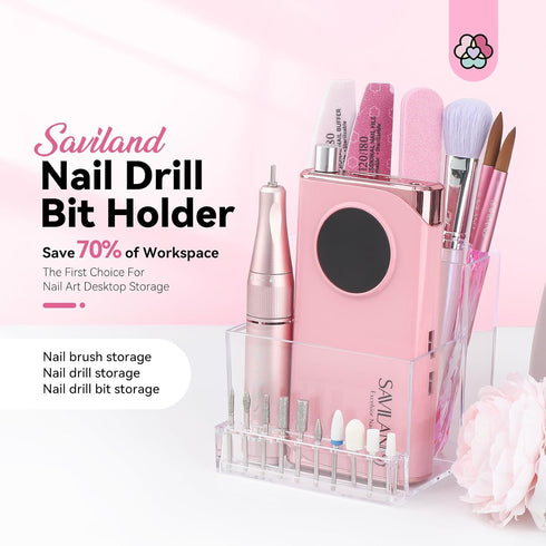 Saviland Nail Drill Holder: Nail Organizers and Storage Nail Tool Organizer Nail desk Organizer for Nail Tech Supplies 10 Holes Nail Bit Holder Ea...