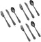 LIANYU 9-Piece Kids Black Silverware Set, Stainless Steel Toddler Utensils, Hammered Metal Flatware Cutlery Set Preschooler, Children Tableware In...