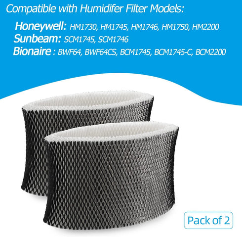 ANTOBLE 2 Pack Humidifier Filter for Holmes HWF64 HWF64CS, Model HM1730, HM1745, HM1746, HM1750, HM2200 - Filter B