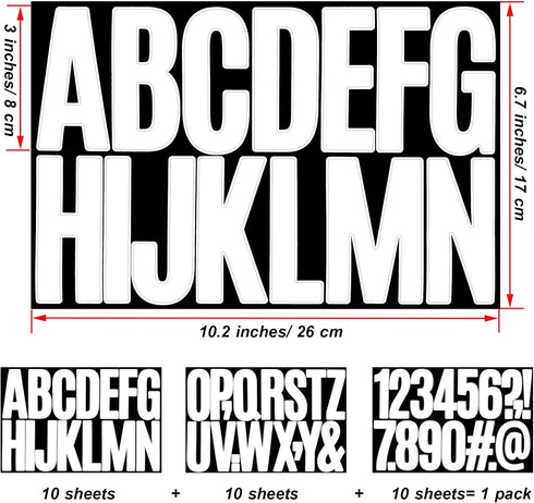 30 Sheets Large Letter Sickers 3 inch Vinyl Letter Alphabet Number Stickers for Bulletin Board Classroom Mailbox Window Door Home Decor(White)...