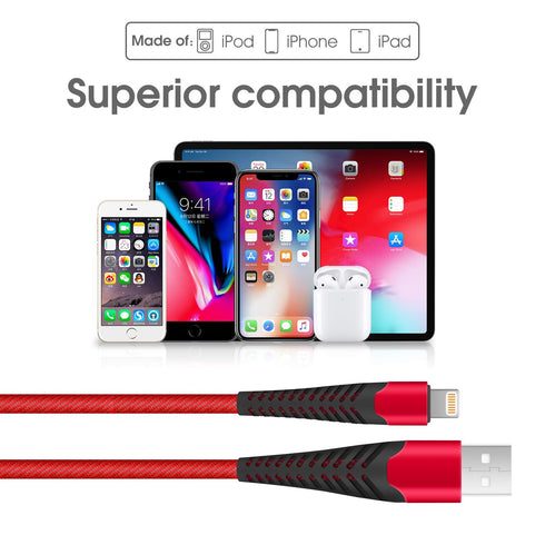 iPhone Charger, Lightning Cable 3PACK 6FT Nylon Braided Fast iPhone Charger Cord Compatible with iPhone 11 Pro Max XS XR X 8 7 6 Plus 5, iPad Pro ...