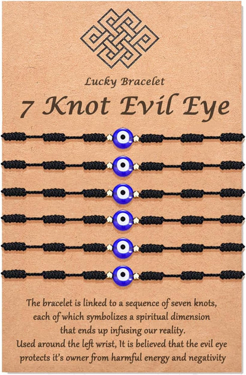 Tarsus (Ver.3) Evil Eye 7 Knot Lucky Bracelets Adjustable Red String Amulet for Women Men Girls & Boys 6 Pcs Bracelets...
