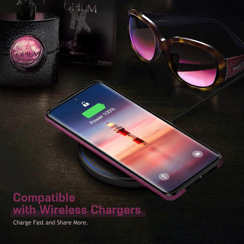 LOHASIC for Galaxy S21 Ultra 5G Case, Luxury Elegant PU Leather Flexible Bumper Rugged Non-Slip Grip Shockproof Full Body Protective Cover Women C...