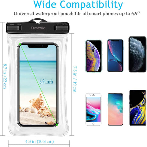 Waterproof Phone Pouch/Case Floating, Water Proof Phone Pouch for iPhone & Samsung Galaxy, IPX8 Phone Water Protector Pouch for Travel, Vacation, ...