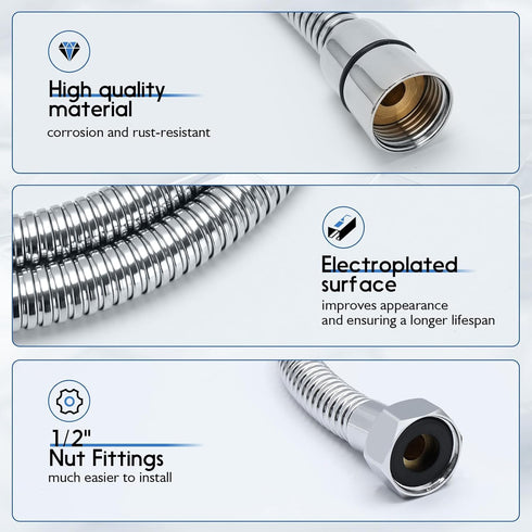 LukLoy ??/??" to ??/??" Nut Stainless Steel Shampoo Bowl Hose for Professional Salon Shampoo Bowl Faucet and Sprayer Head, Sprayer Head Not Includ...
