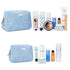 2 Pack Vegan Leather Makeup Bag Zipper Pouch Travel Cosmetic Organizer for Women (Large (Pack of 2), Sky Blue)...