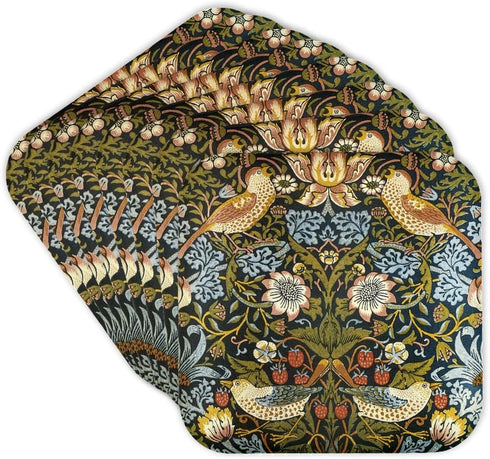 3dRose CST_219390_2 William Morris Strawberry Thief Pattern Soft Coasters (Set of 8)...