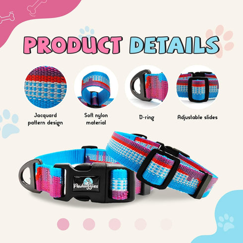 Jacquard Dog Collar, Adjustable Pet Dog Collar for Medium Dogs with Quick Release Buckle, Durable Breathable &Fade Resistant Dog Collar for Medium...