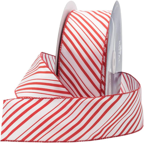 Royal Imports Red/White Candy Cane Christmas Ribbon, 2.5" (#40) Peppermint Design for Floral, Craft, Holiday Decoration, 25 Yard Roll (75 FT Spool...