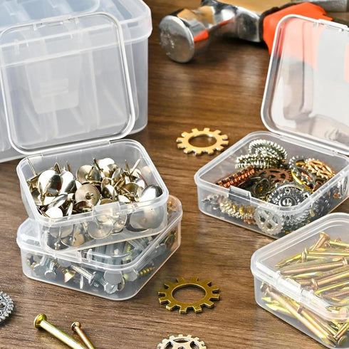 Small Bead Organizer Boxes, 19 Pieces Plastic Storage Cases Mini Clear Bead Storage Containers Transparent Boxes with Hinged Lids for Jewelry Maki...