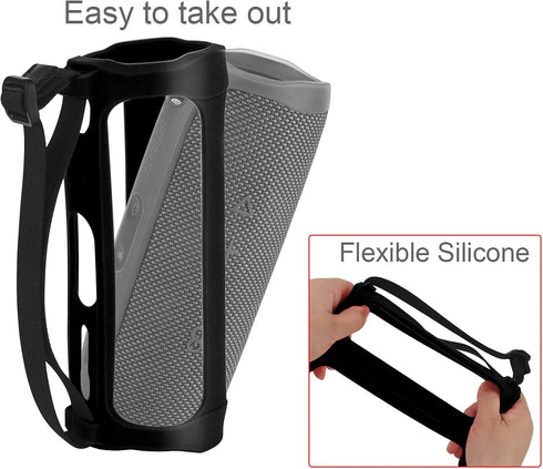 TXEsign Silicone Case for JBL Flip 5 Waterproof Portable Bluetooth Speaker Travel Carrying Pouch Protective Cover with Hand Strap(Black)...