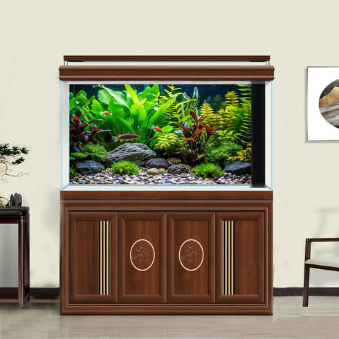 Aquarium Background Tropical Fish with Green Plants and Stones Terrarium Background Aquatic Plants Rocks Moss Tropical Style Landscape Aquarium Ba...