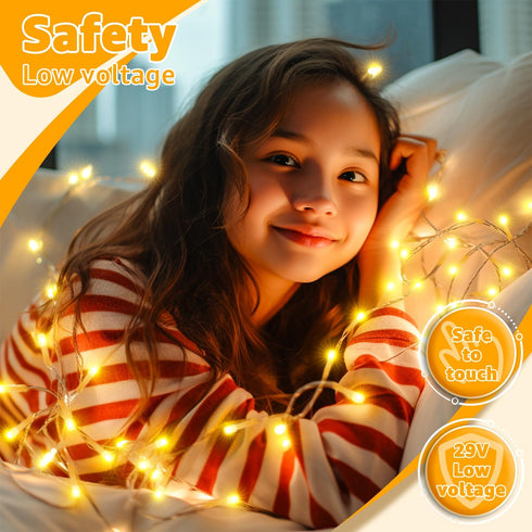Ollny String Lights 120LED 40FT, Warm White Fairy Lights Waterproof Connectable Timer, 8 Modes Plug in Christmas Lights for Bedroom Outdoor Party ...
