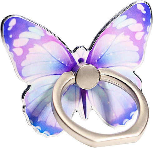 Butterfly Cell Phone Ring Stand Holder, Cute Butterfly Pattern Painted Metal Finger Stand Kickstand 360°Rotation Phone Ring Holder Stand Ring Hand...