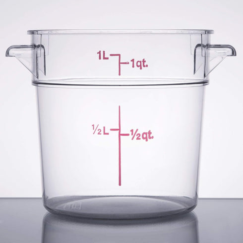 Cambro RFSCW1135 Camwear Clear Round 1 Qt Storage Container with Clear Round Lid RFSCWC1135...