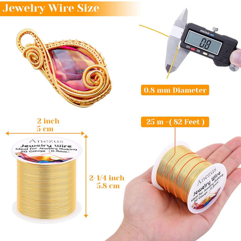 anezus 20 Gauge Jewelry Wire, 28 Yards Craft Wire Tarnish Resistant Copper Beading Wire for Jewelry Making Supplies and Crafting(KC Gold)...