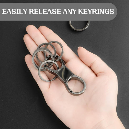 Keychain Quick Release Key Ring Fob Clip with 8 Detachable Keyrings Zinc Alloy Heavy Duty Car Keychain Organizer...