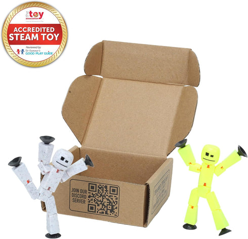 Zing StikBot Dual Pack - includes 2 StikBots - Collectible Action Figures and Accessories, Stop Motion Animation, Ages 4 and Up - Yellow Highlight...