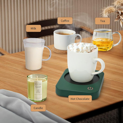 Coffee Mug Warmer, Smart Cup Warmer for Desk, 3 Temperature Control & Auto Shut Off, Electric Cup Warmer for Heating Milk,Tea,Beverage,Candle (Gre...