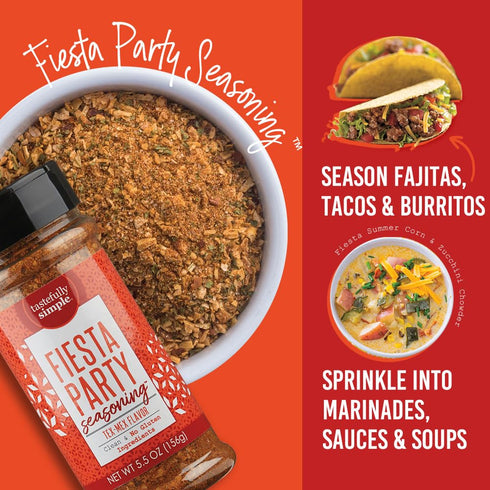 Tastefully Simple Fiesta Party Mexican Seasoning for Tacos, Fajitas, Enchiladas, Dips, and More, Clean, Keto, and Paleo, No MSG or Gluten Ingredie...