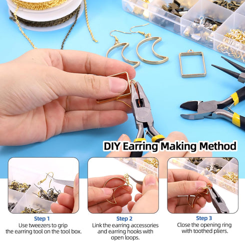 Glarks 1467Pcs Jewelry Making Supplies Kit, Jewelry Repair Tools with Accessories Jewelry Making Pliers, Beading Wires and Jewelry Findings for Je...