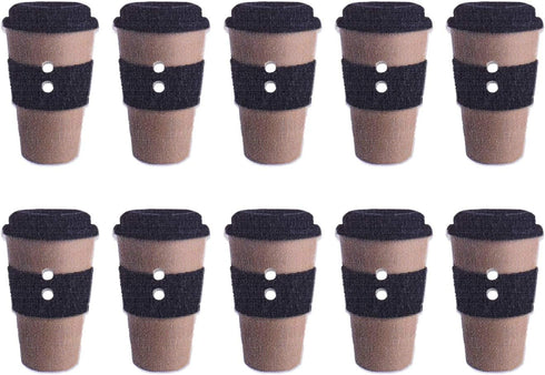 ARTIBETTER 100pcs Wooden Buttons Coffee Cup Design Sewing Button Decorative DIY Wood 1.5cm 2 Hole Button for Sewing Scrapbooking Oval Craft Embell...