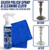 Silver Polish Cleaner Spray 8 Ounce with Cloth Pack Set - Gently Cleans and Removes Tarnish 16x16 inch Silver Cleaning Cloth for Sterling Silver, ...