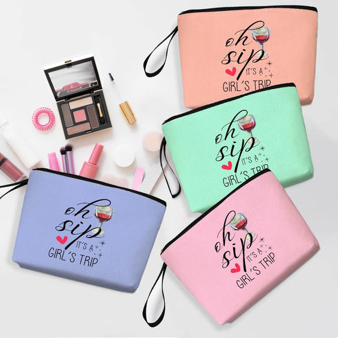 4Pcs Girls Trip Gifts Favors Weekend Bag Funny Makeup Bag Girls Weekend Gifts Friendship Gifts Weekender Bags for Women Girls Bridesmaid Cosmetic ...