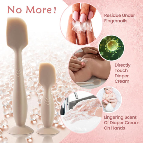 Baby Diaper Cream Spatula, 2 Pack Butt Spatula Baby, Silicone Diaper Cream Applicator, Full-Size + Mini Butt Paste Spatula for Babies, Newborn Bab...