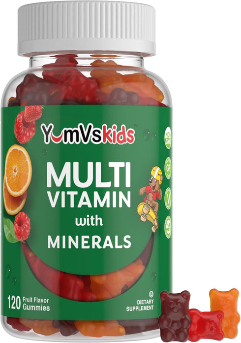 YumVs Kids Multivitamin Gummies - Fruit Flavored Chewable Children's Multivitamin - Kids Vitamins Multivitamin Gummy with 12 Minerals & Vitamins A...