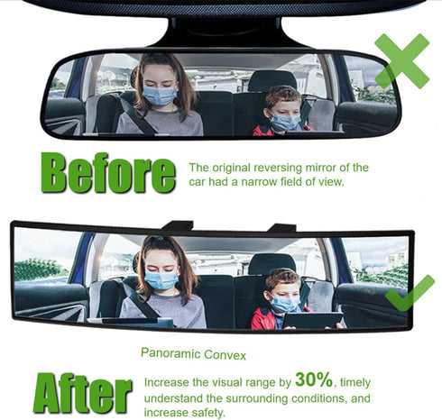 WSSROGY 2 Pack Car Rearview Mirror HD Glass 12 Inch Anti Glare Clip On Panoramic Wide Angle Car Interior Rear View Mirror Universal for Cars SUVs ...