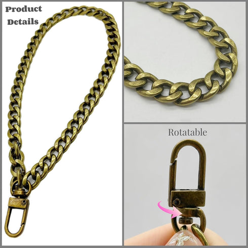 WEICHUAN 8" DIY Iron Flat Chain - Wrist Strap Wrist Chain Purse Straps Handbag Chains Accessories (Bronze)...