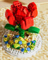 Flower Bouquets Building Sets,Mini Bricks Building Kit,DIY Building Blocks with Dust Cover, Forever Rose Home Decor, Birthday Gifts Valentines Day...