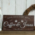 Putuo Decor Coffee Sign, Kitchen Coffee Bar Decor, 12 x 6 Hanging Plaque, Gifts for Coffee Lover (Good Days Start with Coffee & Jesus)...