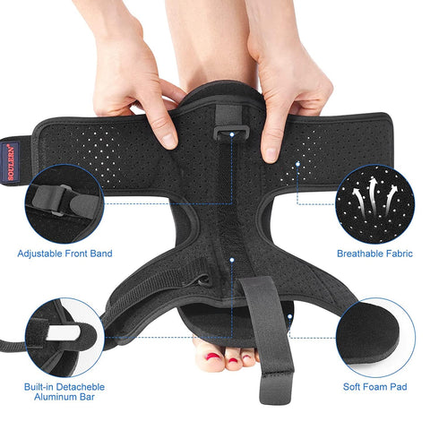 2 Pack Plantar Fasciitis Night Splint Drop Foot Orthotic Brace, Adjustable Plantar Fasciitis Brace, Improved Dorsal Night Splint for Effective Rel...