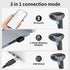 Wireless Barcode Scanner 1D QR Scanner Wireless Handheld Laser Bar Code Reader 3-in-1 with Bluetooth & 2.4G Wireless & USB Wired Works with iPad, ...